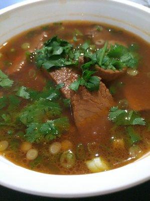 Tomato beef noodles, no msg.