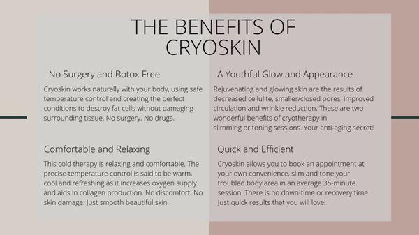 The benefits of Cryoskin are amazing!