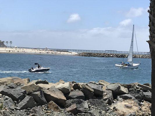 Your Inside and Patio View of boats and the Ocean Beach Pier