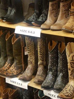 Wide array of cowboy boots to choose from ...