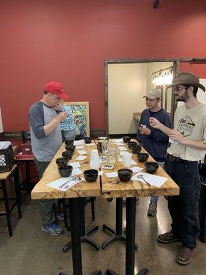 Cupping 17 different coffees Saturday mornings