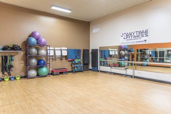 Our Functional Room is used for our classes and training. It is also available for our members to have an open space to exercise.