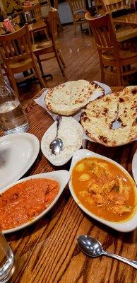 Chicken Curry / Chicken Tikka Masala / Garlic Naan / Cheese Naan - so yummy!