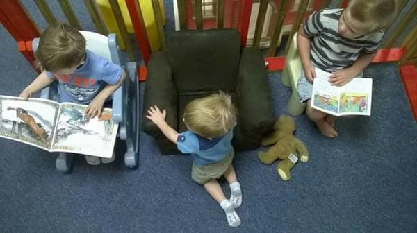 Children encouraged to read on their own.