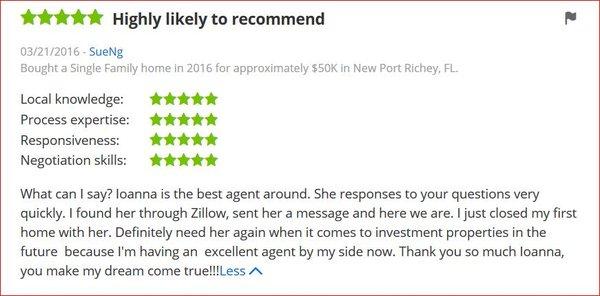 5-Star review from a repeating customer-investor.