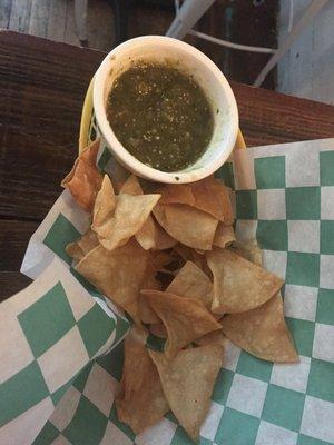 Chips and salsa verde