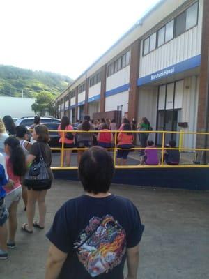 The line outside.