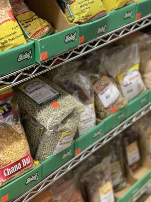 Rows and rows of grains, beans and more.