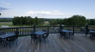 The deck outside the Tavern, a great place to grab a bite to eat after the round