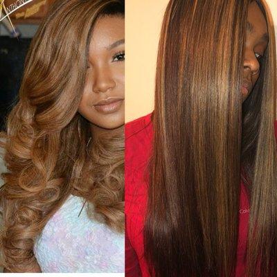 This is her reference photo on the left. With the bundles she bought this is the color we were able to accomplish.