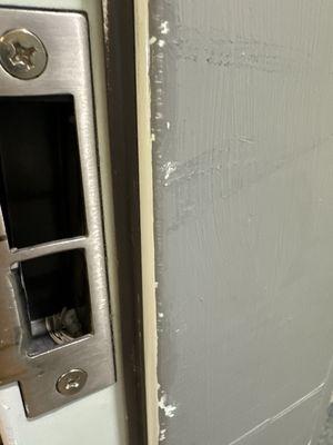 Main door forced to break in