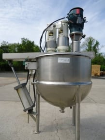 100 GALLON LEE STAINLESS STEEL JACKETED TWIN ACTION KETTLE WITH HOMOGENIZING