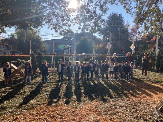 Kindergarten class stopped by to visit dads unloading 700+ trees