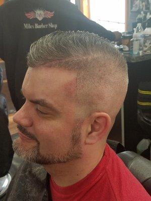 Mens fade with   Beard shape up  and trim