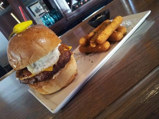 BMC burger with an egg on top. With zucchini fries. Omg...sooo good!