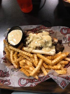 Cheesesteak and fries