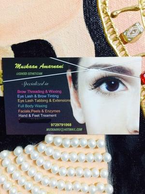 Eyebrows Threading specialist 
Licensed Esthetician