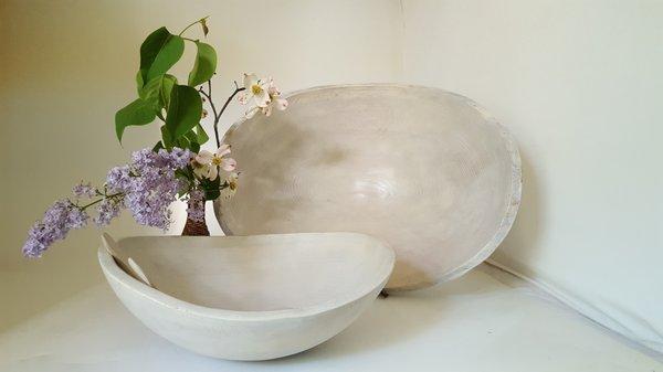 Our food safe, milk paint White pearl bowls