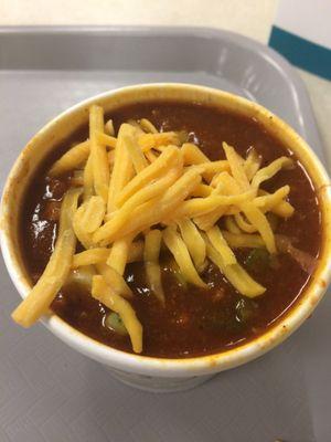 Chicken chili with beans. Healthy. 7/10.