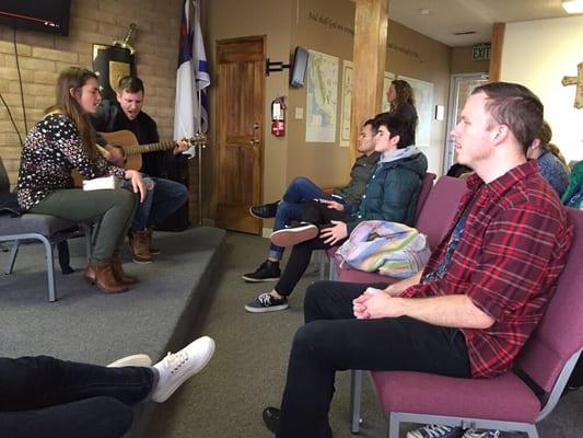 An outreach team from BSSM visiting the prayer room.