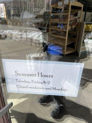 Summer hours