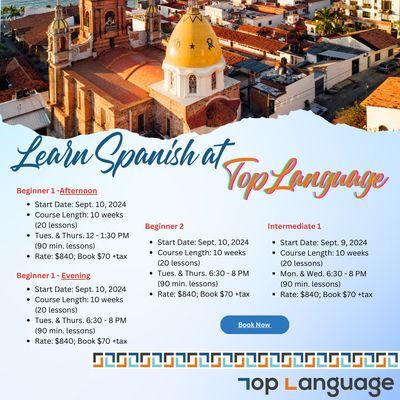 Spanish Group lessons starting soon! Top Language