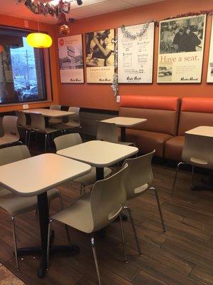 Newly renovated restaurant with an updated seating area