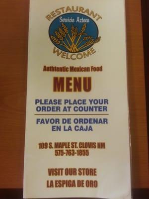 Menu front