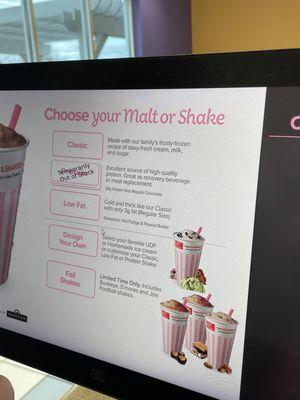 Several screens -you order your customized shakes etc. Wasn't sure if the smoothies are made with milk so I didn't get anything.