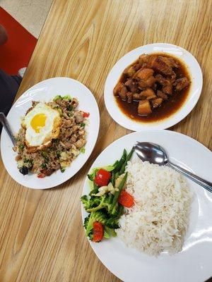 Fried rice and braised pork belly