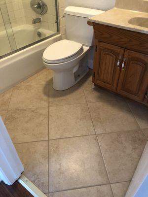 Bathroom floor grouted