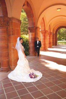 Chico State as the backdrop with a fun young couple.