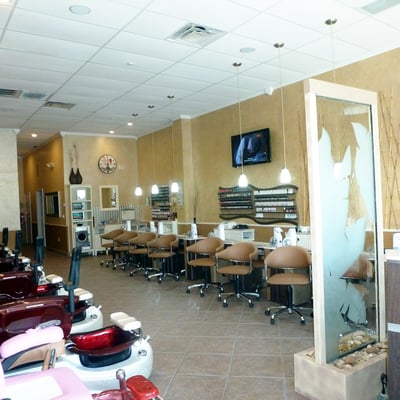 This is the latest photo of the renovated salon looking from the front door in.