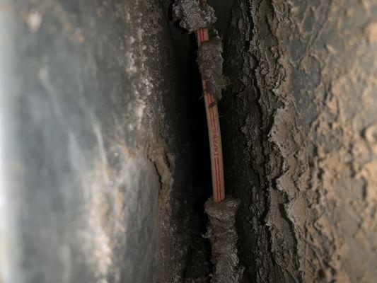 Electric wire inside air duct major hazard