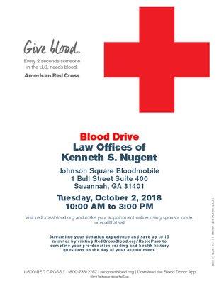 Annual American Red Cross Blood Drive held at our Savannah office