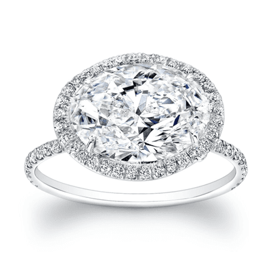 Oval Diamond engagement ring with micropave