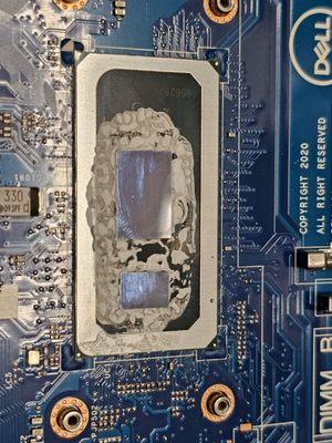 Dry thermal paste in a laptop.