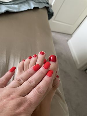 Gel manicure and pedicure.