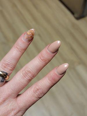 Amazing as always! Nude with foil accent nail