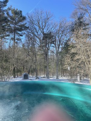 Hot tub over looking fresh snow