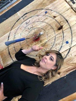 Nailed it! Hit your bullseye at Axe To Grind axe throwing in Wichita!