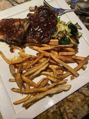 Baked ribs fries n veggies