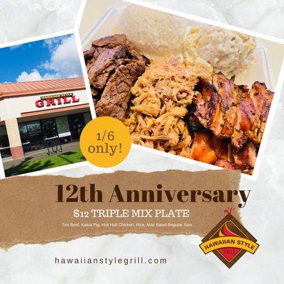 $12 Regular Triple Mix Plate 1/6 only!