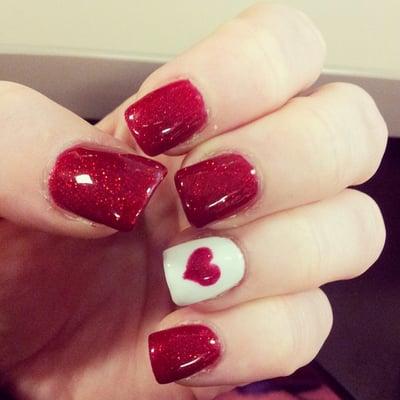 Valentine Day nails!!  I loved them