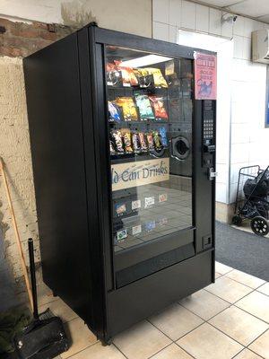 Vending machine with great snacks and chips and cold soda options!