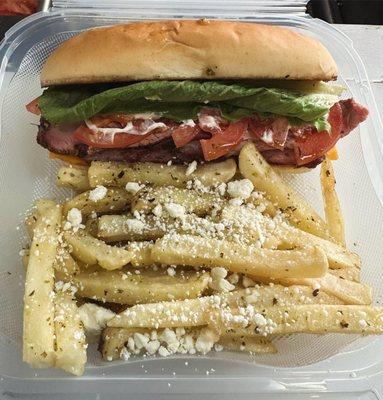 Tri tip sandwich with fries