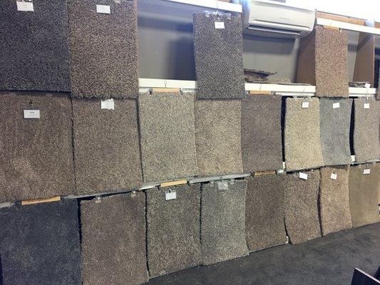 Lots of material in stock.  Here is the carpet stock wall.