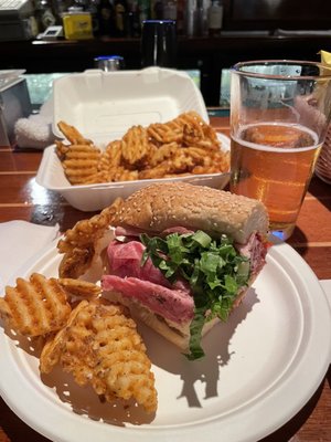 Italian sandwich with waffle fries