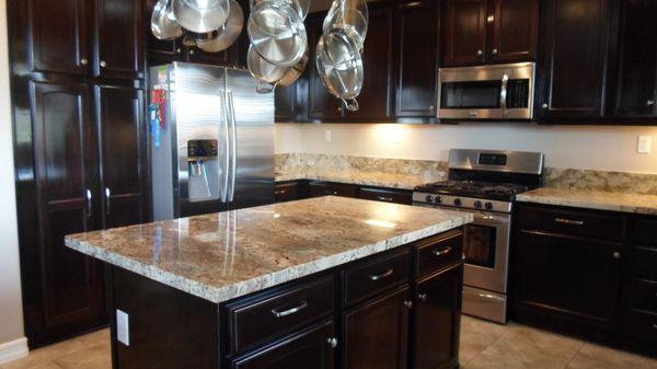 Kitchen Remodel with custom cabinets, granite and tile.