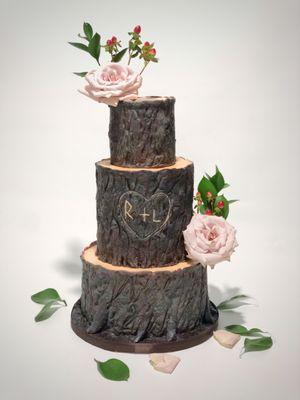 Rustic  Tree Stump Wedding Cake